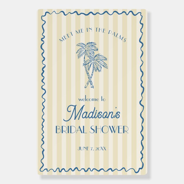 Yellow Palm Springs Beach Bridal Shower Welcome Foam Board (Front)