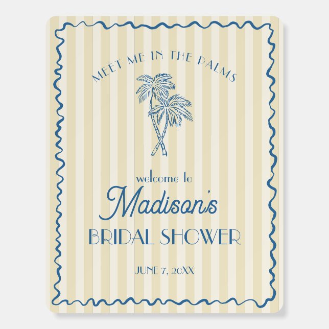 Yellow Palm Springs Beach Bridal Shower Welcome Foam Board (Front)