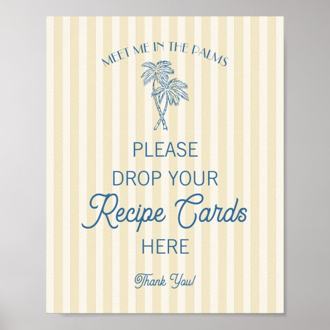 Yellow Palm Springs Beach Share a Recipe Bridal Poster (Front)