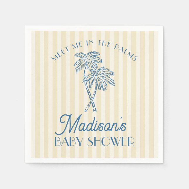 Yellow Palm Springs Pastel Beach Baby Shower Napkins (Front)
