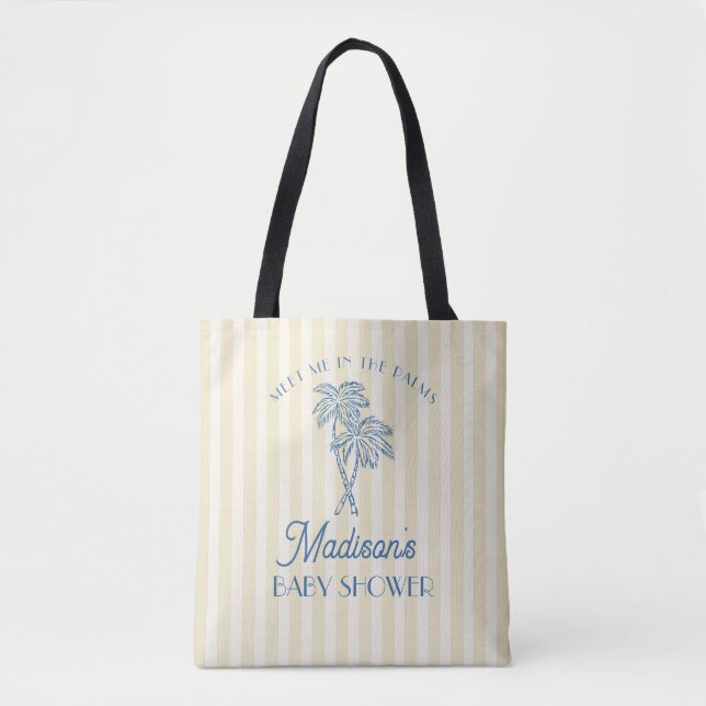 Yellow Palm Springs Pastel Beach Baby Shower Tote Bag (Front)