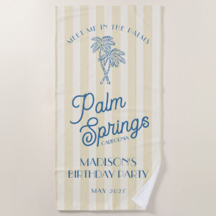 Yellow Palm Springs Pastel Beach Birthday Party Towel
