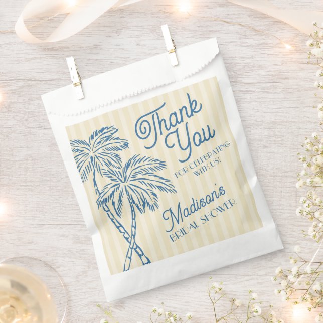 Yellow Palm Springs Pastel Beach Bridal Shower Favor Bag (Clipped)