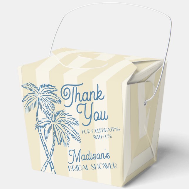 Yellow Palm Springs Pastel Beach Bridal Shower Favor Boxes (Front)