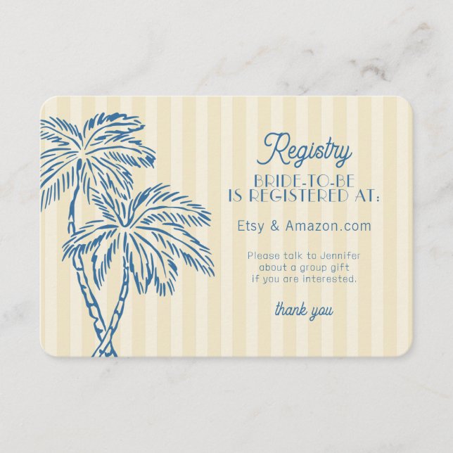 Yellow Palm Springs Pastel Beach Registry Insert (Front)