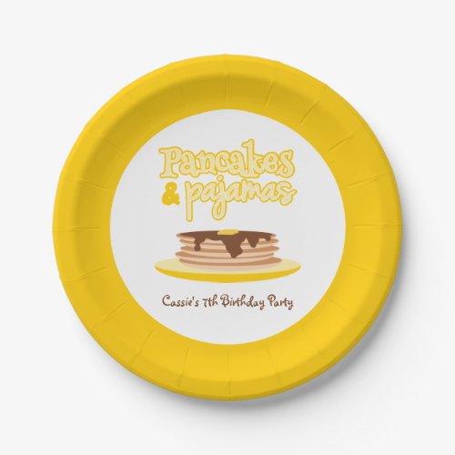 Yellow Pancakes and Pajamas Birthday Party Paper Plates