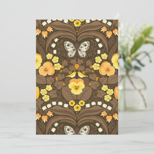 Yellow pansies, birds and butterflies (Standing Front)