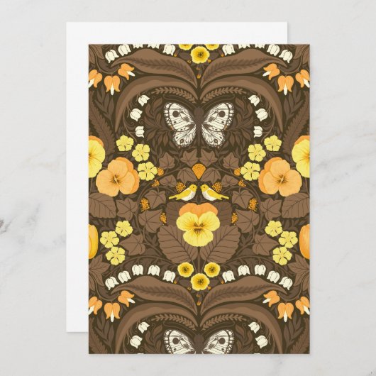 Yellow pansies, birds and butterflies (Front/Back)