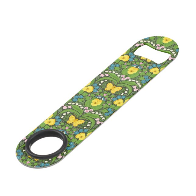 Yellow pansies, birds and butterflies bar key (Front Angled)