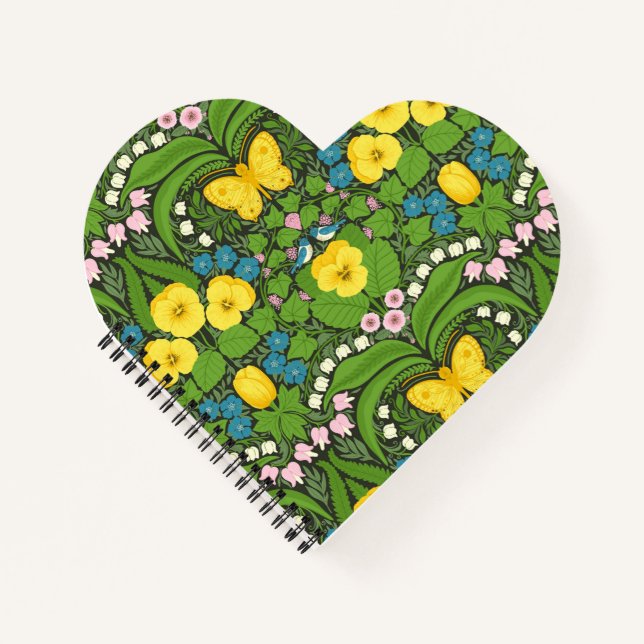 Yellow pansies, birds and butterflies notebook (Front)