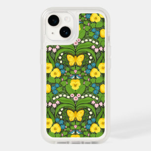 Yellow pansies, birds and butterflies OtterBox iPhone 14 case
