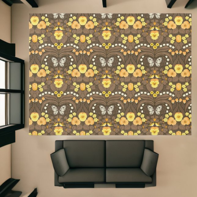 Yellow pansies, birds and butterflies rug (Insitu (Indoor 1))