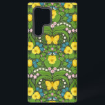 Yellow pansies, birds and butterflies samsung galaxy s22 ultra case<br><div class="desc">Hand-painted garden wallpaper with pansies,  lilies,  bleeding hearts flowers,  leaves,  birds and butterflies. seamless pattern</div>