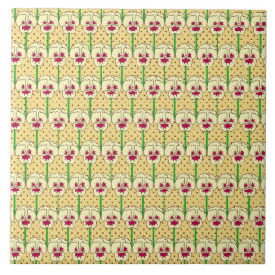 Yellow pansies - retro wallpaper pattern ceramic tile