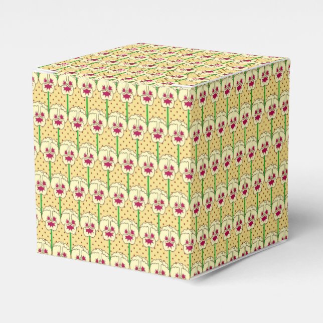 Yellow pansies - retro wallpaper pattern favor boxes (Front Side)