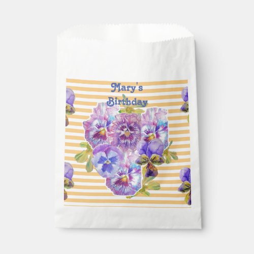 Yellow Pansy art Flowers floral Party Favor Bags