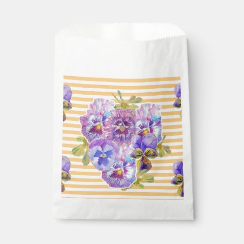 Yellow Pansy art Flowers floral Party Favor Bags