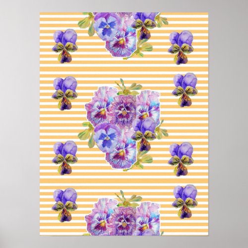 Yellow Pansy flower flowers Shabby Chic Poster