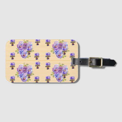 Yellow Pansy Viola Floral Art Pattern Luggage Tag