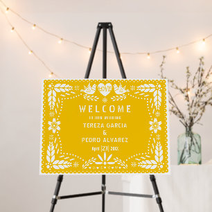 Yellow papel Picado fiesta wedding welcome Foam Board