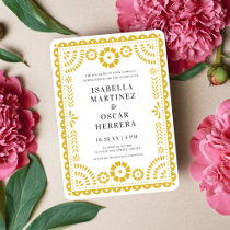 Yellow Papel Picado Inspired Wedding Invitation