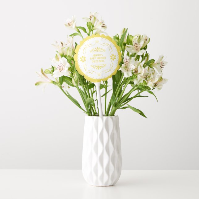 Yellow papel picado Mexican Baby Boy Shower Balloon (Vase)