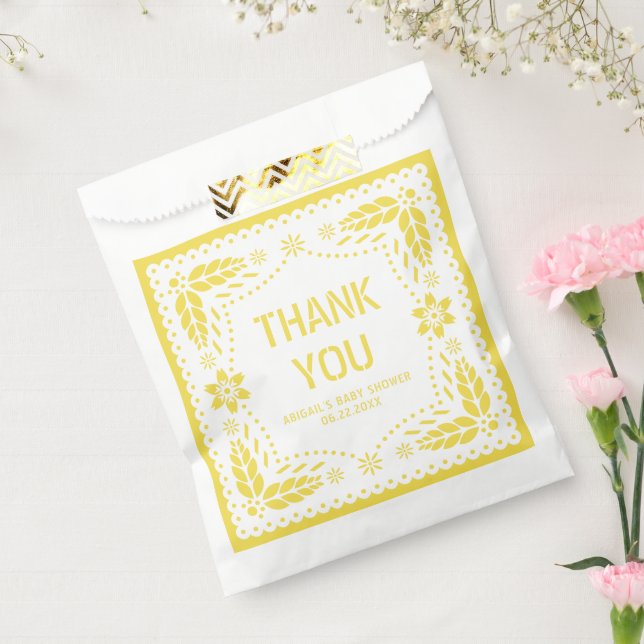 Yellow papel picado Thank You Baby Shower Favor Bag (Sealed)