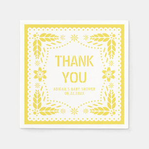 Yellow papel picado Thank You Baby Shower Napkins