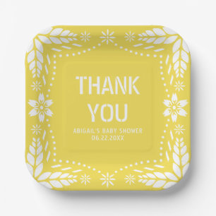 Yellow papel picado Thank You Baby Shower Paper Plates