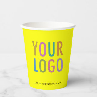 Yellow Paper Cups Custom Company Logo Branded 8 oz
