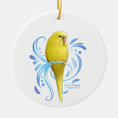 Yellow Parakeet Ceramic Ornament