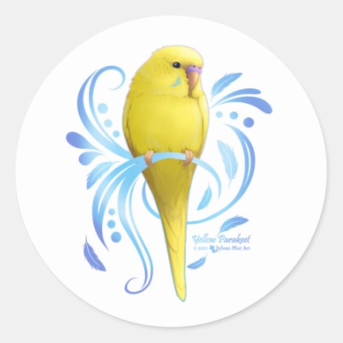 Yellow Parakeet Classic Round Sticker