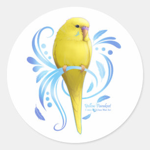 Yellow Parakeet Classic Round Sticker