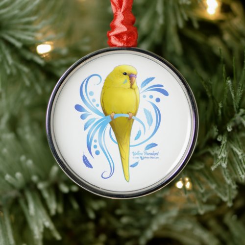 Yellow Parakeet Metal Ornament