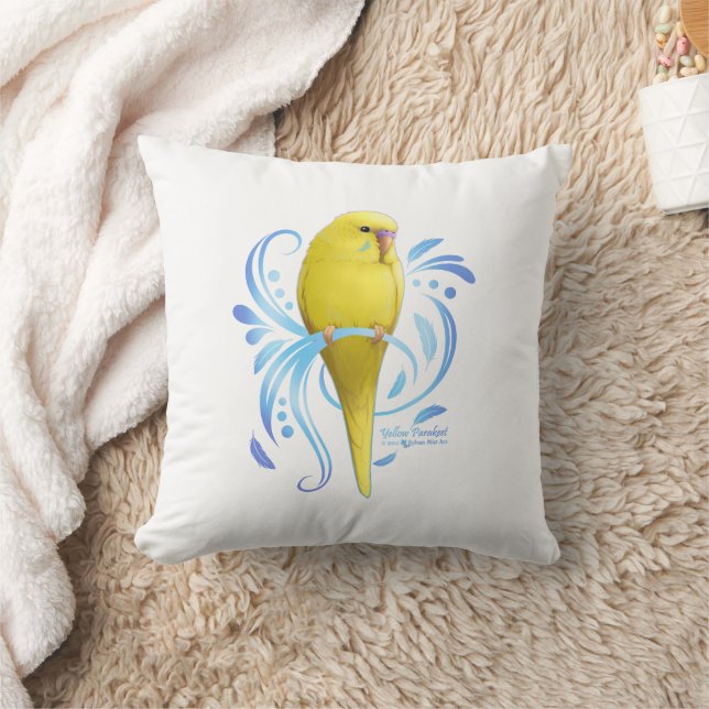 Yellow Parakeet Throw Pillow (Blanket)
