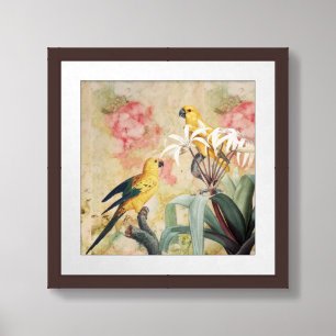 “Yellow Parakeets 12” x 12” Matted & Framed Art