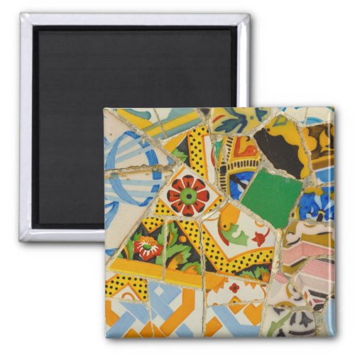Yellow Parc Guell Tiles in Barcelona Spain Magnet