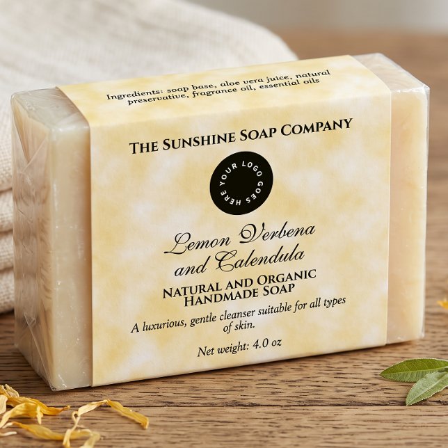 Yellow Parchment Soap Packaging Label w Logo (Creator Uploaded)