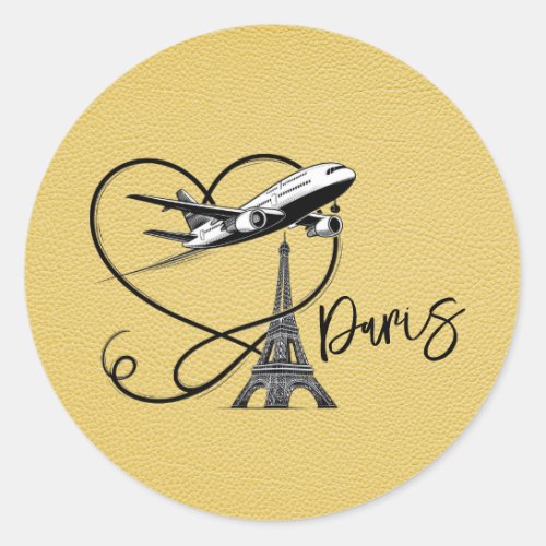 Yellow Paris Passport  Classic Round Sticker