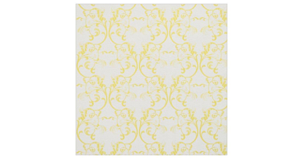 Yellow Parisian Damask Pattern Fabric Zazzle