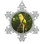 Yellow Parrot Snowflake Pewter Christmas Ornament