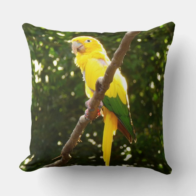 Yellow Parrot Throw Pillow (Front)
