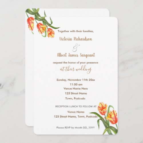 Yellow Parrot Tulips Floral Wedding Invitation