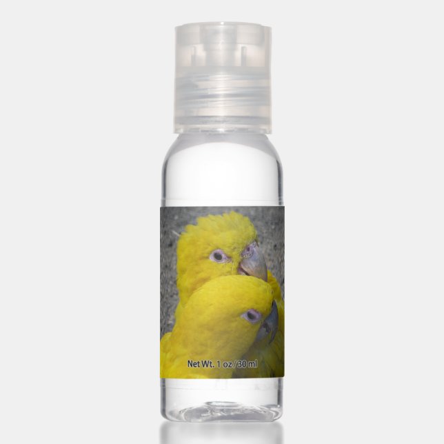 Yellow Parrots Couple Travel Bottle Set Hand Sanitizer (Front)