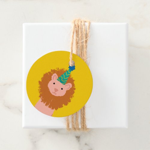 Yellow Party Animal Lion Birthday Party Favor Tags