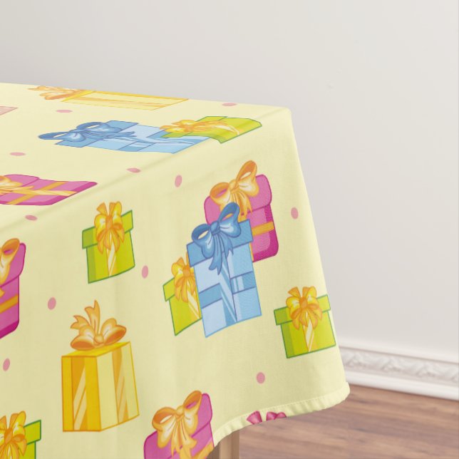Yellow Party Gift Table Tablecloth (In Situ)