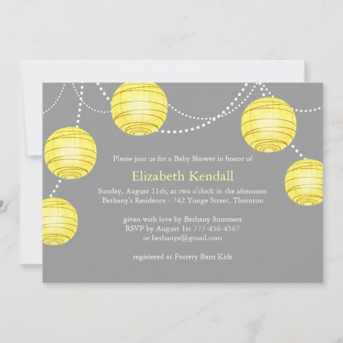 Yellow Party Lantern Baby Shower Invitation