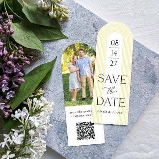 Yellow Pastel Arch Classic Save the Date Bookmark