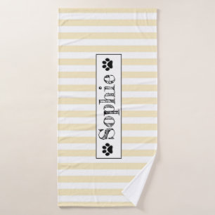Yellow Pastel Stripes Personalized Dog Cat Pet  Bath Towel