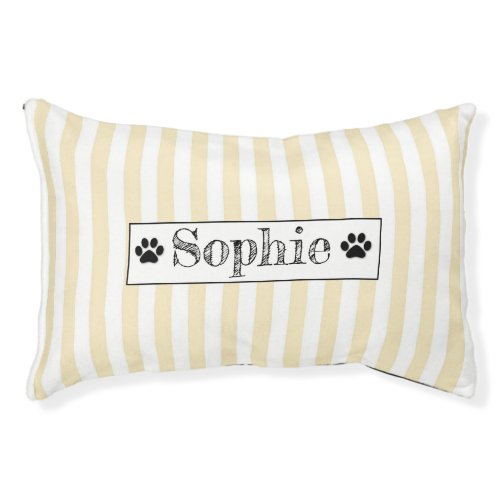 Yellow Pastel Stripes Personalized Dog Cat Pet bed